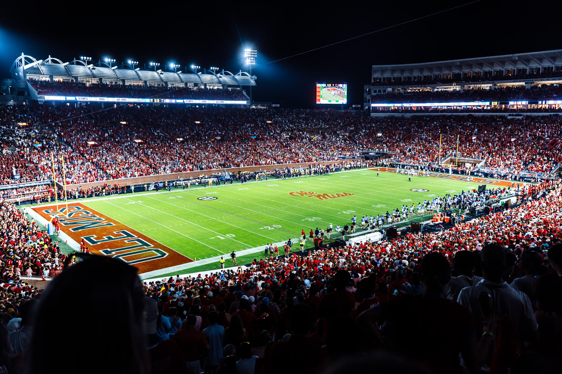 Ole Miss against LSU, full stadium at night